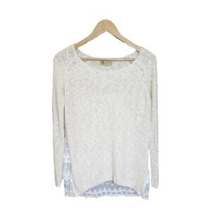 Katsumi Womens Lightweight Cream Lacy Long Sleeve Sweater Size Large